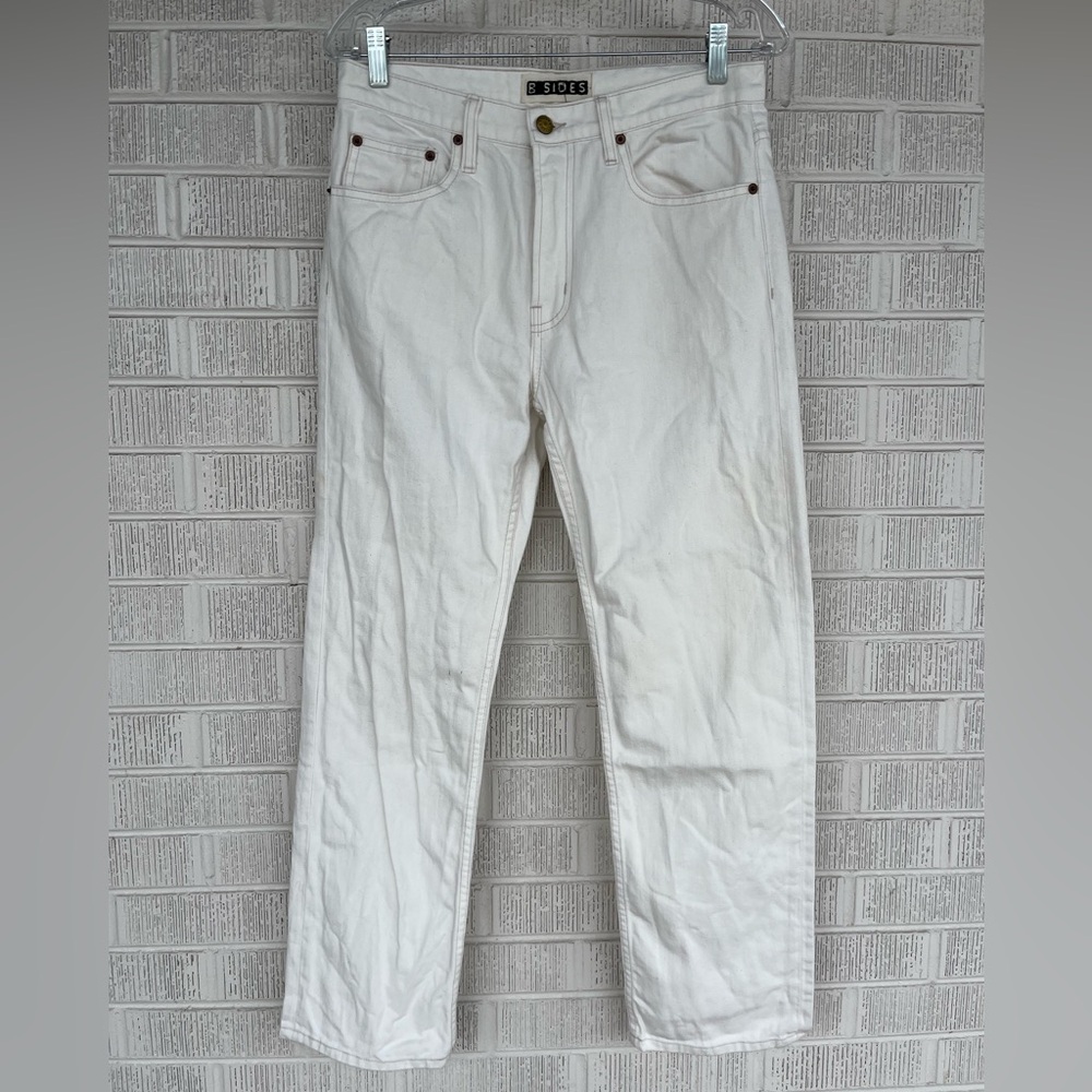 B Sides Louis! White. High waist. Relaxed straight leg.